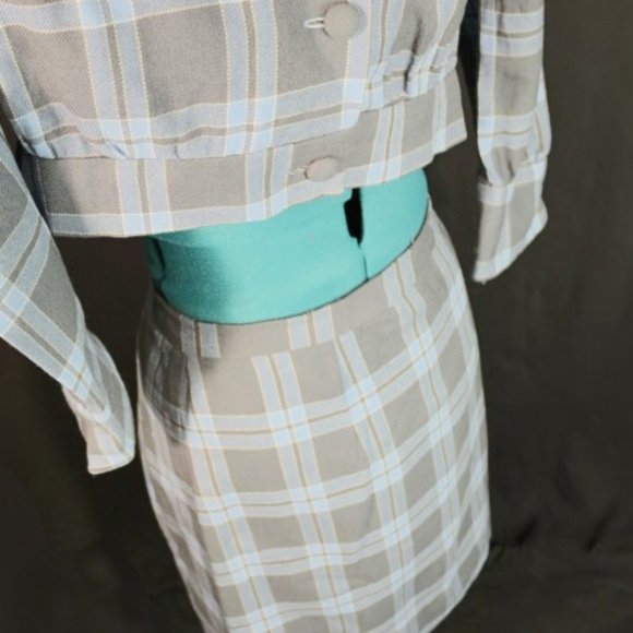 handmade vintage Skirts Vintage Hand Made Wool 2 Pc Plaid Jacket